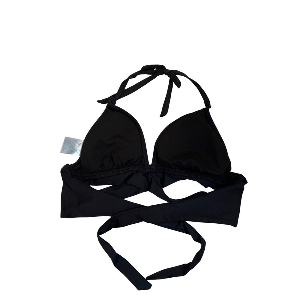 Kona Sol Black Bikini Top With Halter Ties & Removable Padding Women's Size S
